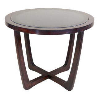 Art Deco Round Coffee Table with Black Glass Top, 1920s For Sale