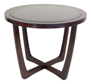 Art Deco Round Coffee Table with Black Glass Top, 1920s