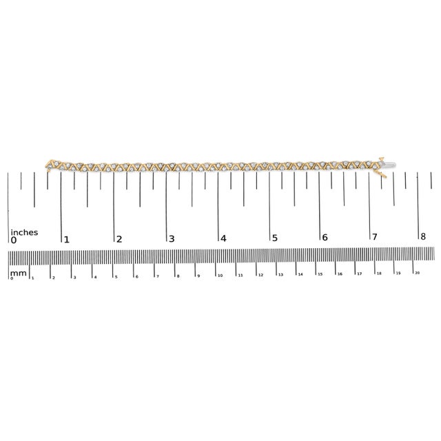 Early 21st Century 14K Yellow Gold 4.00 Cttw Diamond Triangle Link Tennis Bracelet (H-I Color, I1-I2 Clarity) - 7" Inches For Sale - Image 5 of 5