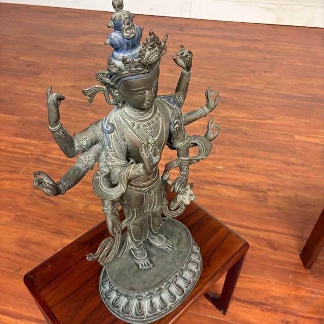 Bronze Eight-Armed Bodhisattva Statue From Nepal For Sale - Image 9 of 11