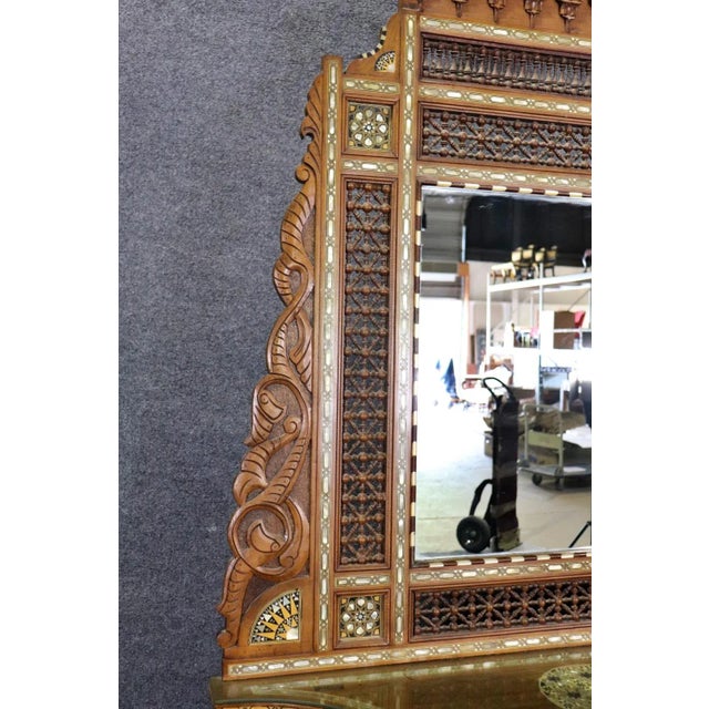 Wood Extremely Rare Morrocan Inlaid Mirrored Vitrine Bookcase Circa 1890 For Sale - Image 7 of 12