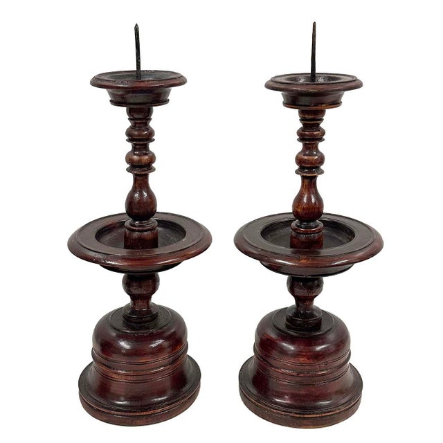 1930s Vintage Chinese 6 Pieces Wooden Buddhist Offering Set For Sale - Image 5 of 12