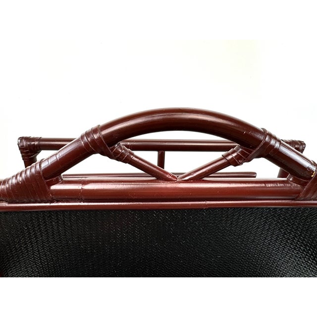 Mid-Century Modern Vintage Mid Century Rattan Magazine Rack For Sale - Image 3 of 10