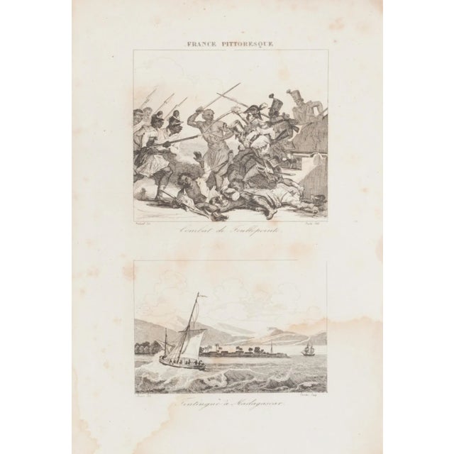 Battle is an original lithograph on paper realized by an Anonymous artist of the XIX century. From series " France...