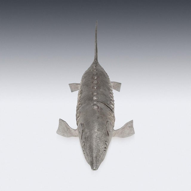 20th Century Elizabeth II Silver Sturgeon-Form Caviar Server from Asprey & Co, 1965, Set of 2 For Sale - Image 4 of 18