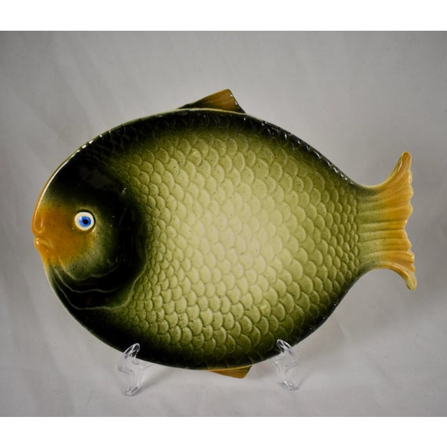 Italian Mid-Century Majolica Fish Service- Set of 7 For Sale - Image 4 of 13