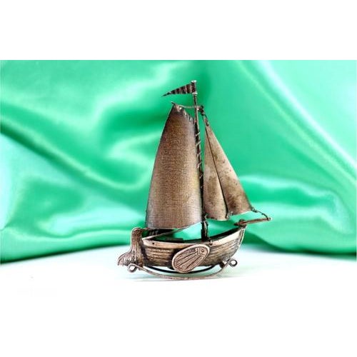 Silver Silver Sailboat with Three Articulated Sails For Sale - Image 8 of 8