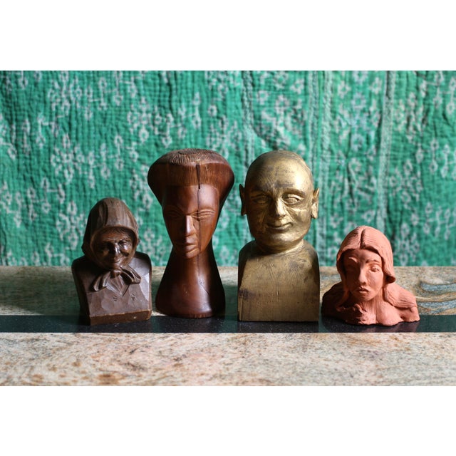 1960s Mid 20th Century Carved Wood Head Sculpture For Sale - Image 5 of 10