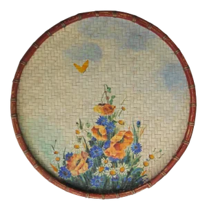 Circa 1940s Hand Painted Wall Hanging Basket