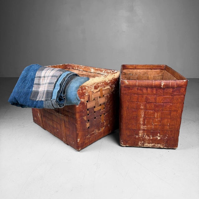 Vintage Japanese Bamboo Baskets, 1930s, Set of 2 For Sale - Image 9 of 18