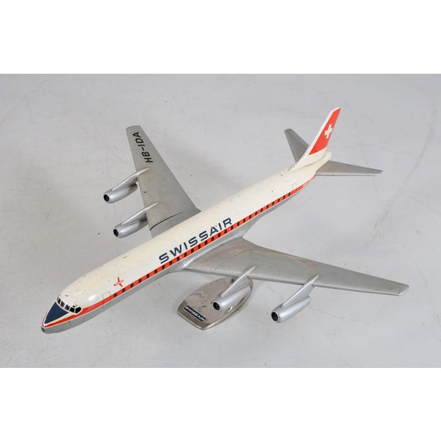 Swissair DC-8 Aircraft HB-IDA Model in Meta from Raise Up Rotterdam, Holland, 1960s For Sale - Image 4 of 7