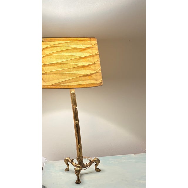 Early 20th Century Converted Brass Andiron Candlestick Lamp on Tripod Base For Sale - Image 11 of 14