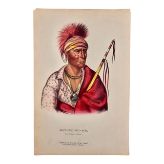 Not-Chi-Mi-Ne, an Ioway Chief: Original Hand-Colored McKenney & Hall Lithograph, 1848 For Sale