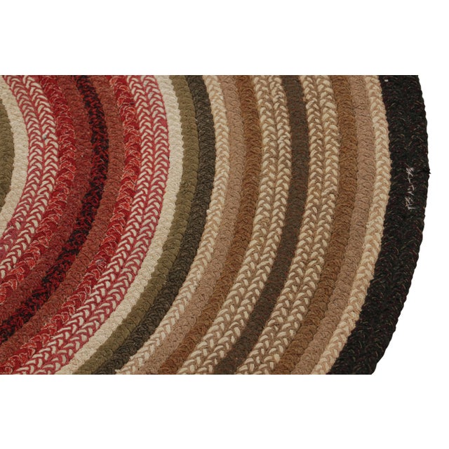 1920s Antique Hooked Oval Rug With Polychromatic Braided Stripes, From Rug & Kilim For Sale - Image 5 of 7