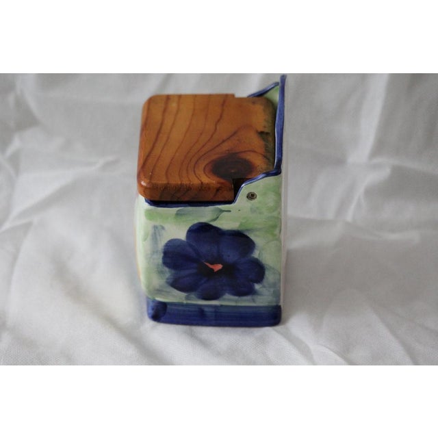 Beige Flower Decor Ceramic Salt Box, 1950s For Sale - Image 8 of 18