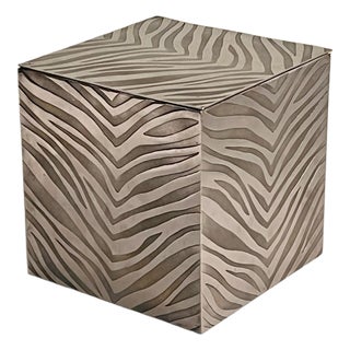 Stainless Steel Cube Ice Bucket with Zebra Decoration by A. Gai, 1970s For Sale