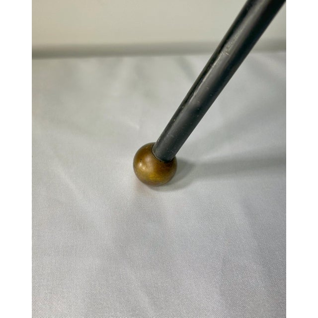 Brass and Black Metal Tripod Floor Lamp with Pleated Shade attributed to Svend Aage Holm Sørensen, Denmark, 1960s For Sale - Image 6 of 9