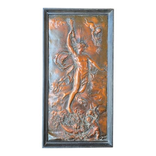 Rare. Original Karl Sterrer "Aurora" Copper Reppouse', c.1890, Art Nouveau For Sale
