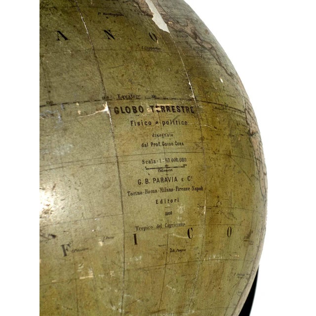 Metal Antique Italian Terrestial Globe by Guido Cora, 1900s For Sale - Image 7 of 8