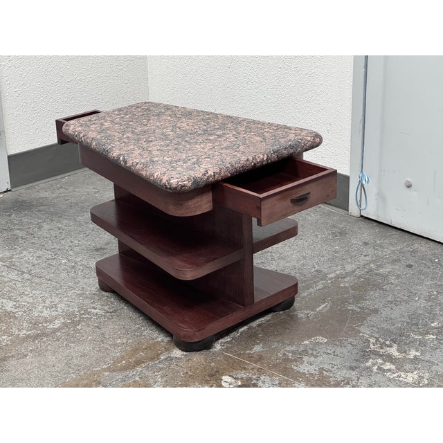 Modernist Rosewood Side Table With Granite Table Top For Sale - Image 12 of 12
