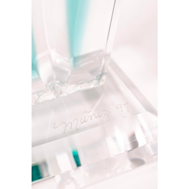 Green Signed David Muniz Acrylic Lucite Modern Contemporary Bottle Sculpture For Sale - Image 8 of 8