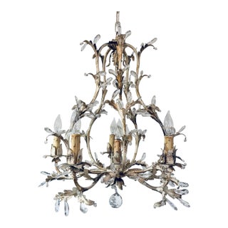 Myran Allan Luxury Italian Lighting Gold Leaf Finished Iron and Angel Wing Swarovski Crystal Chandelier For Sale