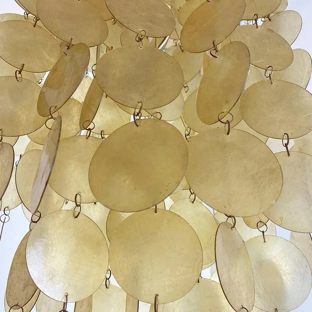 Metal Italian Mid-Century Modern Golden Plastic Cascade Chandelier, 1970s For Sale - Image 7 of 13