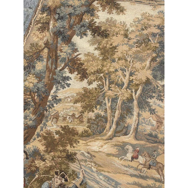 Vintage French Aubusson Jacquard Tapestry Hunting with Hounds, 1970s For Sale - Image 14 of 18