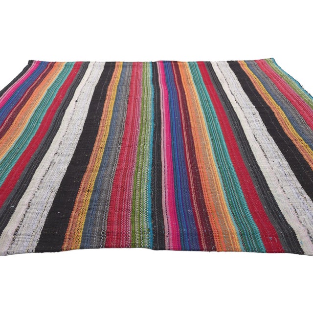 Modern Late 20th Century Vintage Rainbow Stripe Kilim Rug, 05'08 X 07'01 For Sale - Image 3 of 10