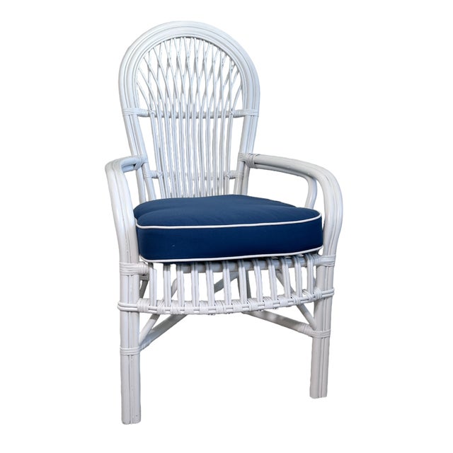 Early 21st Century Dining Set Rattan Rectangle 4 Chairs With Sunbrella Fabric For Sale - Image 5 of 7