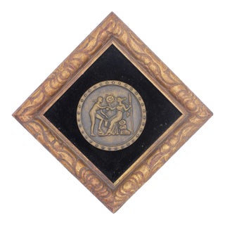 Egyptian Revival Framed Silk Shadowbox Oversized Intaglio Reproduction For Sale