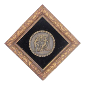 Egyptian Revival Framed Silk Shadowbox Oversized Intaglio Reproduction