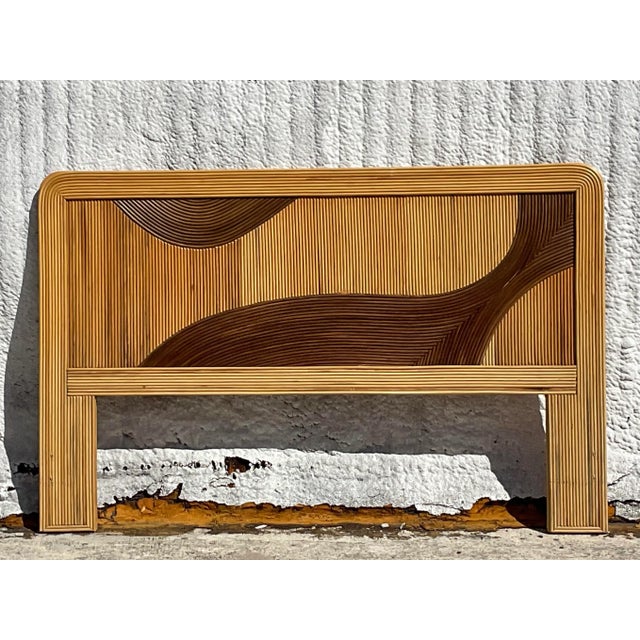 Vintage Coastal Biomorphic Pencil Reed Queen Headboard For Sale In West Palm - Image 6 of 8