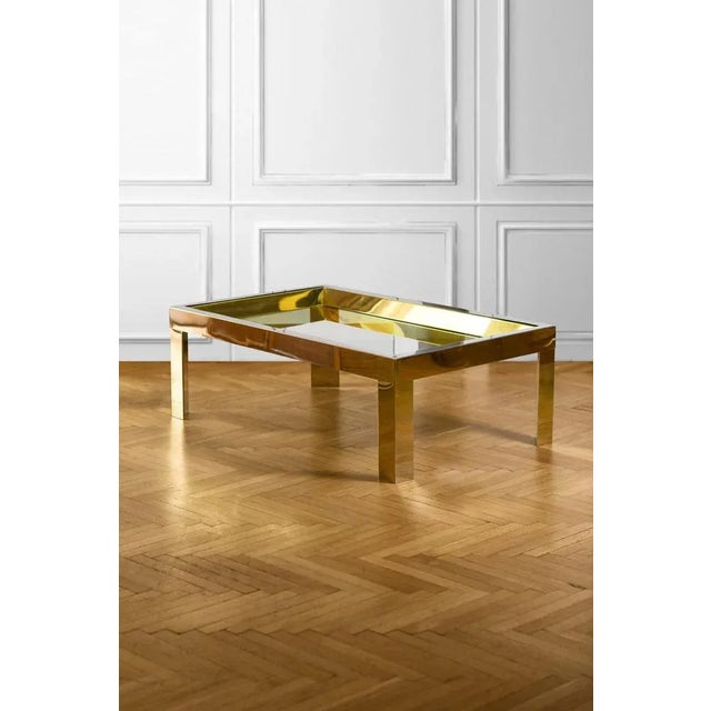 Gold Coffee Table in Brass and Chromed Metal with Glass Top, Italy, 1970 For Sale - Image 8 of 8