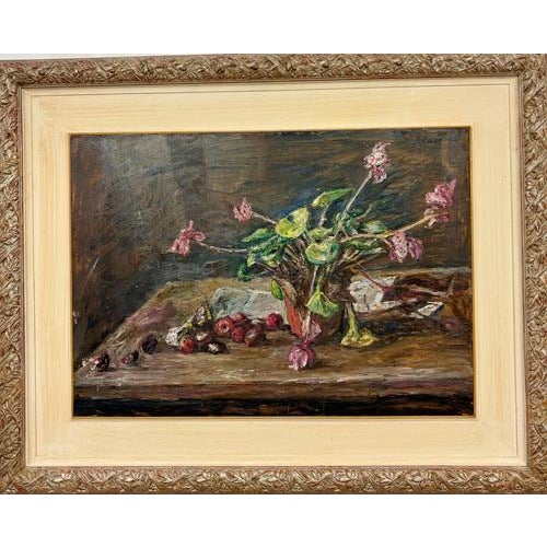 Enzo Faraoni, Still Life with Flowers, Oil on Wooden Panel, 1970s For Sale - Image 11 of 11