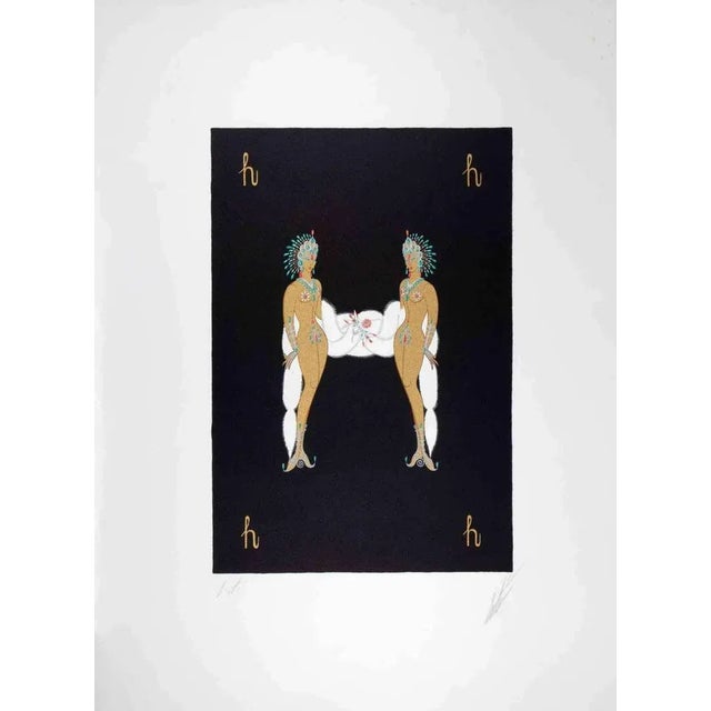 Erté, Letter H, 1976, Lithograph and Screen Print For Sale - Image 4 of 4