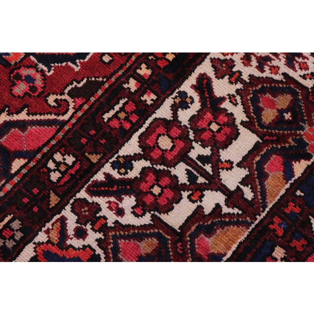 Medallion Antique Heriz Burgundy/Beige Wool Rug - 10'6'' X 12'3'' For Sale In New York - Image 6 of 10