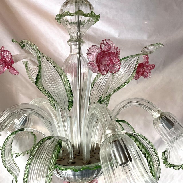 Vintage Venetian Glass Chandelier For Sale - Image 4 of 16