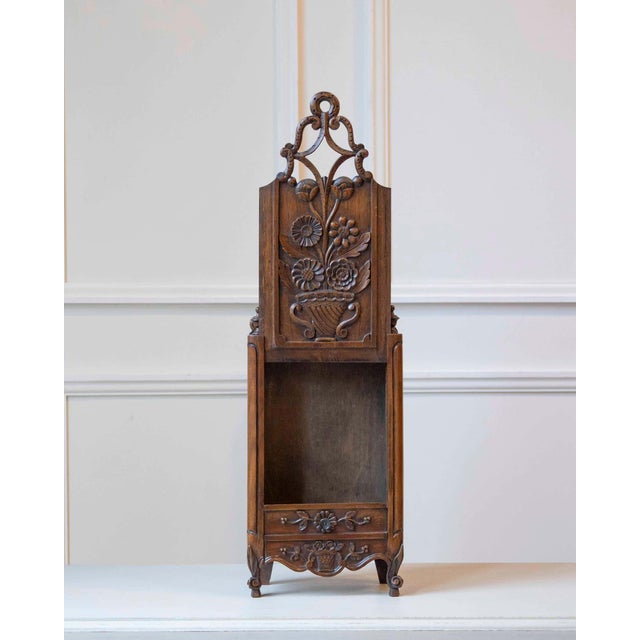 Large Provençal Walnut Fariniero with Carved Openwork, Early 19th Century For Sale - Image 4 of 8