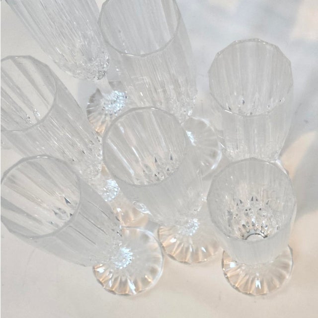 Vintage French Crystal Champagne Flutes- Set of Eight For Sale - Image 14 of 15