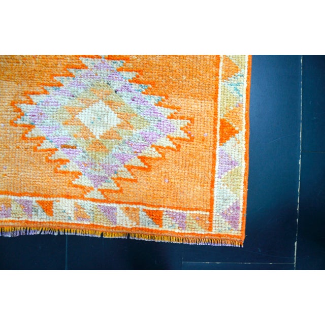 1960s Vintage Traditional Turkish Herki Orange Runner For Sale - Image 9 of 11