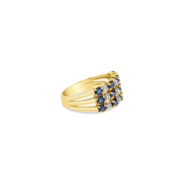 Contemporary Diamond & Sapphire Multi Stack Ring 14k Yellow Gold, Size 5 For Sale - Image 3 of 3
