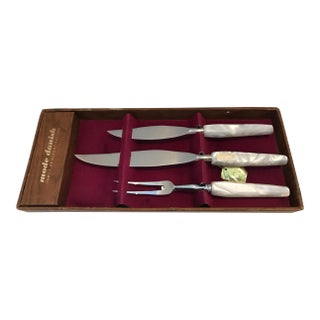 1960s Mid-Century Modern Mother of Pearl Cutlery Carving Set - Set of 3 For Sale