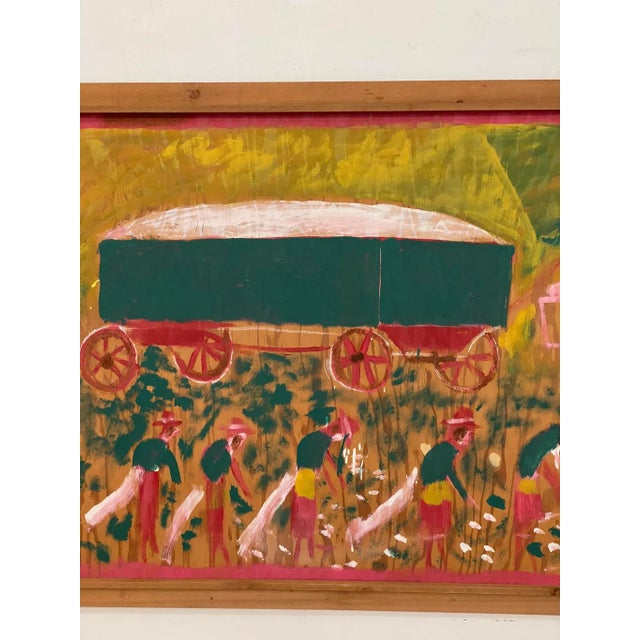 Late 20th Century “Cotton Farm” Jimmy Lee Sudduth Folk Art Painting For Sale - Image 9 of 13
