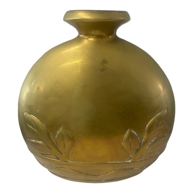 1980s Large Brass Vase by Dolbi Cashier For Sale