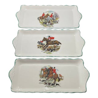 Old Foley James Kent Polo Horse 12.5" Tray, England - Set of 3 For Sale