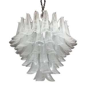 Contemporary Murano Style Glass "Sella" Chandelier With Kromo Metal Frame