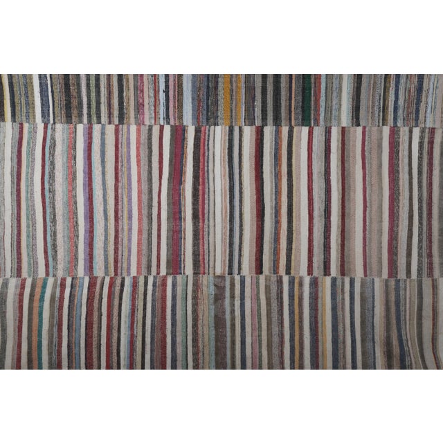 1960s Vintage Striped Turkish Flat-Weave Kilim Rag 13'1'' X 13'2'' For Sale In Philadelphia - Image 6 of 13