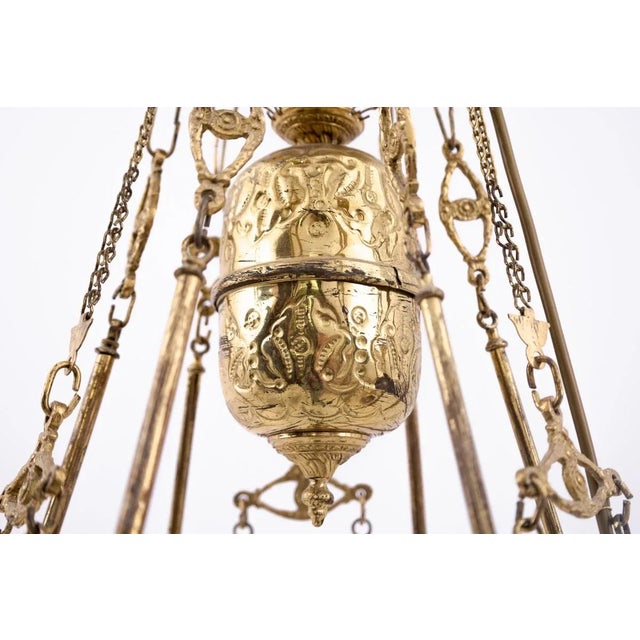 1950s Brass Chandelier, Early 20th Century For Sale - Image 5 of 14