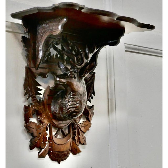 Black Forest Carved Wall Bracket Shelf, 1940s For Sale - Image 6 of 7